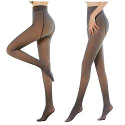 Nsercvb Strumpfhosen Damen Winter, 2 Stück Thermostrumpfhosen für Damen Fleece Strumpfhose Thermo Warm Gefütterte Strumpfhose Winter Gefälschte Durchscheinend Plüschstrümpfe Pantyhose Warmer Leggings von Nsercvb