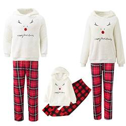 Nsercvb Weihnachtspyjama Familie Set,Familien Weihnachten Pyjamas Set Plüsch Schlafanzug Fleece Hoodie Christmas Pjs Damen Herren Kinder Baby Familie Weihnachts Outfit Zweiteilige Hausanzug von Nsercvb