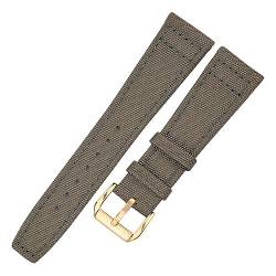 Canvas Nylon + Echtes Leder Armband 20mm 21mm 22mm Schwarz Grün Blau Damen Herren Uhrenarmband Mit Dornschließe (Color : Green Gold Buckle, Size : 20mm) von NuUwai