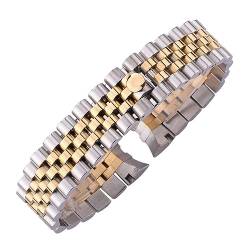 NuUwai 20mm Metall Uhrenarmbänder Armband Männer 316L Edelstahl Uhrenarmband Damenmode Uhrenarmband Faltschließe Schnalle Zubehör (Color : Middle Gold, Size : 20mm) von NuUwai