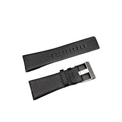 NuUwai Echtes Lederarmband Kompatibel Mit Diesel DZ7313 22 7257 Uhrenarmband Armband Schwarz Braun Uhrenzubehör (Color : Black with silver, Size : 27mm) von NuUwai