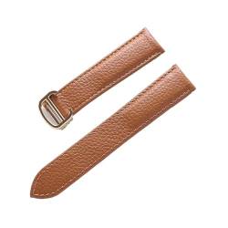 NuUwai Lederarmband, Litschi-Muster, Weiches Leder-Uhrenarmband, Kompatibel Mit Cartier-Herren- Und Damenarmband (Color : Brown gold buckle, Size : 16mm) von NuUwai