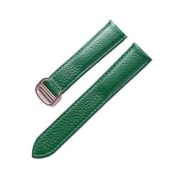 NuUwai Lederarmband, Litschi-Muster, Weiches Leder-Uhrenarmband, Kompatibel Mit Cartier-Herren- Und Damenarmband (Color : Green rose buckle, Size : 14mm) von NuUwai
