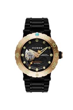 Nubeo Men's 48mm Opportunity Black Japanese Automatic Watch with Solid Stainless Steel Bracelet NB-6051-55 von Nubeo