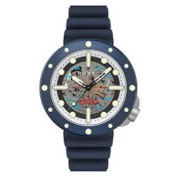 Nubeo Space Cassini Men's Automatic Skeleton 50mm Blue Watch with Silicon Strap NB-6058-03 von Nubeo
