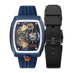 Nubeo Space Viking Men's Automatic Skeleton 46mm Blue Watch with Rubber Strap NB-6064-02 von Nubeo
