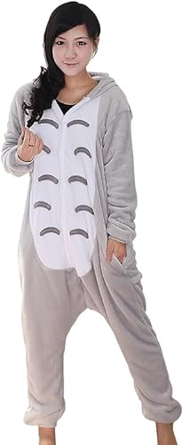 Nubincai Jumpsuit Tier Karton Fasching Halloween Kostüm Sleepsuit Cosplay Fleece-Overall Pyjama Schlafanzug Erwachsene Unisex Nachtwäsche von Nubincai