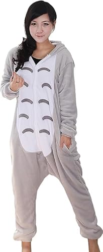 Nubincai Jumpsuit Tier Karton Fasching Halloween Kostüm Sleepsuit Cosplay Fleece-Overall Pyjama Schlafanzug Erwachsene Unisex Nacshtwäsche von Nubincai