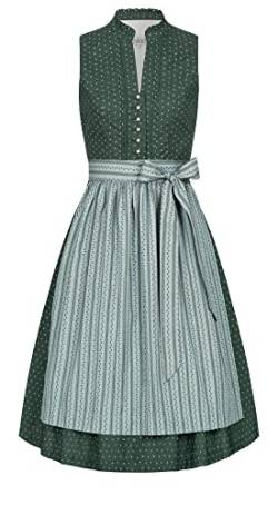 Nübler Dirndl kurz Damen - 2 teilig inkl. Kleid und Dirndl Schürze im Landhausstil, Rocklänge 60cm - Moderne bayrische Tracht, Dirndl Set Jette Grün Gr. 38 von Nübler