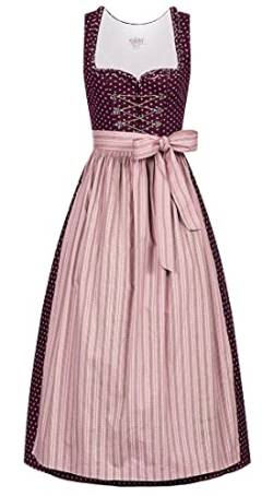 Nübler Dirndl lang Damen - 2 teilig inkl. Kleid und Dirndl Schürze im Landhausstil, Rocklänge 90cm - moderne bayrische Tracht, THEA Rot Rot Gr. 40 von Nübler