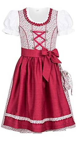 Nübler Kinderdirndl 3-TLG, Doris, Beere, Dunkelblau, Baumwolldirndl, Blumenmuster Beere Gr. 134 von Nübler