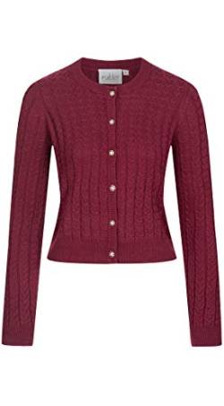 Nübler Trachtenjacke Damen - Strickjacke Damen im Landhausstil, taillierter Schnitt mit Knöpfen Silber - Moderne bayrische Tracht, Sonja Rot Rot Gr. L von Nübler