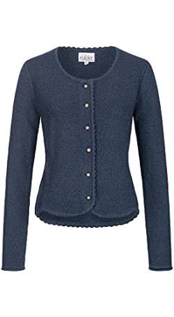 Nübler Trachtenjacke Damen - Strickjacke Damen im Landhausstil, taillierter Schnitt mit Knöpfen Silber - Moderne bayrische Tracht, Yvonne Blau Blau Gr. S von Nübler