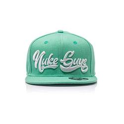 Nuke Guys Snapback Cap Minty, Premium 6 Panel Snapback Straight Cap, Unisex Kappe, Mütze mit hochwertiger 3D Stickerei und Snap Verschluss, mintgrün/weiß von Nuke Guys