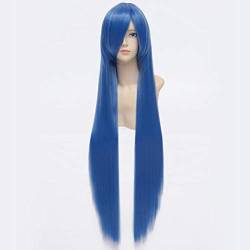 Nunubee Blau 39 Zoll Gerade lange Cosplay Anime Kostüm Kunstfaser Haar hitzebeständige volle Perücke für Frauen von Nunubee