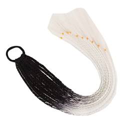 Nunubee Haarteile Twist Braid, Bundles Hair Pferdeschwanz Extensions Synthetic Braid Hairpiece Elastic Rope Band Kids Women,White 23Inch von Nunubee