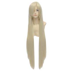 Nunubee Hell Gold 39 Zoll Gerade lange Cosplay Anime Kostüm Kunstfaser Haar hitzebeständige volle Perücke für Frauen von Nunubee