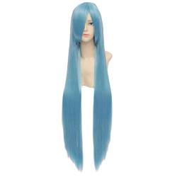 Nunubee Hellblau 39 Zoll Gerade lange Cosplay Anime Kostüm Kunstfaser Haar hitzebeständige volle Perücke für Frauen von Nunubee