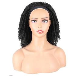 Nunubee Kurze Perückenschwarze Frauen Afro-Perücken Stirnband-Perücke Kinky Curly Ananas-Perücke,Schwarz#15, von Nunubee