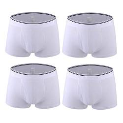 Nuofengkudu Männer Jungen Unterhosen Baumwolle Weich Boxershorts Bulge Offen Bequeme Elastische Atmungsaktive Unterwäsche Leicht Retroshorts Hipster (4 Pack) Weiß (EUR M) Etikett L von Nuofengkudu