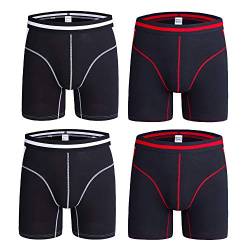 Nuofengkudu Männer Modal Retroshorts Lange Boxershorts Nahtlose Ventilation Retropants Bulge Elasthan Unterhosen Herren Bequeme Unterwäsche(4er Pack) 2Schwarz/2Blau Größe 2XL von Nuofengkudu