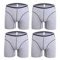 Nuofengkudu Männer Modal Retroshorts Lange Boxershorts Nahtlose Ventilation Retropants Bulge Elasthan Unterhosen Herren Bequeme Unterwäsche(4er Pack) Grau Größe XL von Nuofengkudu