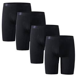 Nuofengkudu Netz Mesh Eisseide Boxershorts Herren Retroshorts Langes Bein Unterwäsche Coole Bulge Stretch Männer Unterhosen Bequeme Nahtlos Atmungsaktive Underwear 4 Pack Schwarz 3XL von Nuofengkudu