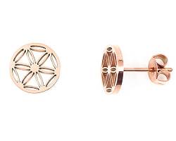 Nuoli® Blume des Lebens Ohrringe Rosegold (45 + 5cm verstellbar) Damen Ohrstecker für Frauen & Mädchen, aus Edelstahl von Nuoli