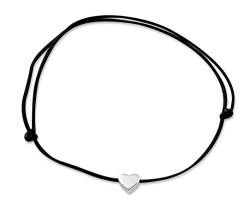 Nuoli® Herz Fußkettchen Silber (deutsche Handarbeit) Fußkette mit schwarzem Textil Band für Frauen von Nuoli