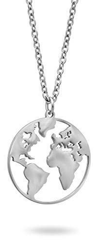 Nuoli® Kette Welt Silber (45 cm) Weltkugel Halskette für Damen und Herren von Nuoli
