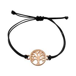 Nuoli® Lebensbaum Armband Damen Rosegold (verstellbar bis 20cm) Baum des Lebens Armbändchen für Frauen & Mädchen, aus schwarzem Stoff mit Metall Anhänger von Nuoli