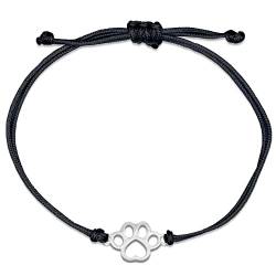 Nuoli® Pfote Armband Damen Silber (größenverstellbar) tolles Geschenk für Hundebesitzer, Hundeliebhaber und Katzenbesitzer von Nuoli