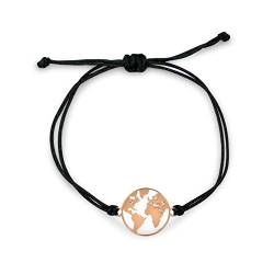 Nuoli® Weltkugel Armband Rosegold (verstellbar bis 20cm) Armkette für Frauen & Mädchen, Welt Armband Damen Gold von Nuoli