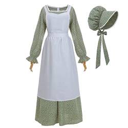 Nuoqi Damen Prairie Kleid American Colonial Pioneer Kleid Erwachsene Historisches 1800er Jahre Amish Kleid Grün XXL von Nuoqi