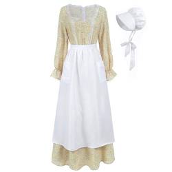 Nuoqi Frauen Prärie Kleid American Colonial Pionier Kleid Erwachsene Historische 1800er Jahre Amish Kleid, 129 Gelb, XX-Large von Nuoqi