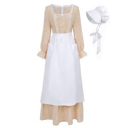 Nuoqi Frauen Prärie Kleid American Colonial Pionier Kleid Erwachsene Historische 1800er Jahre Amish Kleid, 129 Orange, XX-Large von Nuoqi