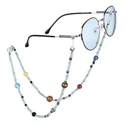 Nupuyai 9 Planeten Stein Perlen Brillenkette Damen und Herren Kristall Sonnenbrillenkette Gesichtsmaske Kette Edelstein Brillenband Brillenkordel Brillenhalter für Lesebrillen, Myopiebrille von Nupuyai