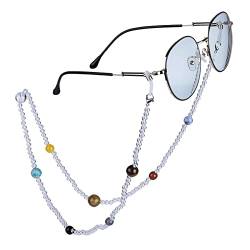 Nupuyai 9 Planeten Stein Perlen Brillenkette Damen und Herren Kristall Sonnenbrillenkette Gesichtsmaske Kette Edelstein Brillenband Brillenkordel Brillenhalter für Lesebrillen, Myopiebrille von Nupuyai