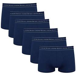 Nur Der 6er Pack Boxer Cotton 3D-Flex aus Baumwolle enge Boxershorts Bewegungsfreiheit Männer Unterhosen Herren, marine, XXL von Nur Der