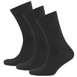 Nur Der Herren 3er Pack Ohne Gummi Mit Komfortbund Einschneiden Aus Weicher Baumwolle Socken, Schwarz, 47-50 EU von Nur Der