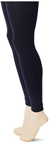 Nur Die 2er Pack Leggings 80 DEN Strumpfhose ohne Fuß Blickdicht warm extra breiter Komfortbund Damen, dunkelblau, L von Nur Die