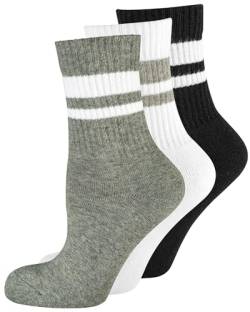 Nur Die 3er Pack Retro Tennissocken Hohe Sport Socken mit Streifen aus atmungsaktiver Baumwolle Damen von Nur Die