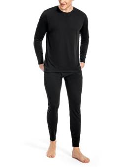 Nutria Thermounterwäsche Herren Set Unterwäsche Innenfleece Thermo Unterwäsche Thermooberteil Thermohose Base Layer Top&Bottom Lange Unterhosen für Männer Bei Kaltem Wetter Leichtgewicht Schwarz XL von Nutria