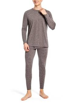 Nutria Thermounterwäsche Herren Set Unterwäsche Innenfleece Thermo Unterwäsche Thermooberteil Thermohose Base Layer Top&Bottom Lange Unterhosen für Männer Bei Kaltem Wetter Leichtgewicht U07 Braun S von Nutria