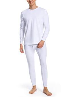 Nutria Thermounterwäsche Herren Set Unterwäsche Innenfleece Thermo Unterwäsche Thermooberteil Thermohose Base Layer Top&Bottom Lange Unterhosen für Männer Bei Kaltem Wetter Leichtgewicht U07 Weiß M von Nutria