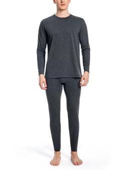 Nutria Thermounterwäsche Herren Set Unterwäsche Innenfleece Thermo Unterwäsche Thermooberteil Thermohose Base Layer Top&Bottom Lange Unterhosen für Männer Bei Kaltem Wetter Leichtgewicht U07 Grau L von Nutria