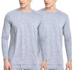 Nutria Thermounterwäsche Oberteil Herren 2er Pack Innenfleece Langarm Thermo Unterwäsche Thermounterhemd Thermooberteil Base Layer Top für Männer Bei Kaltem Wetter Leichtgewicht U07A 2-Pack Blau M von Nutria