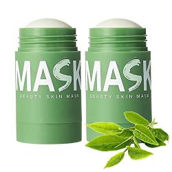 2 Pcs Maiaza Green Mask, Maiaza Green Tea Purifying Clay Stick Face Mask, Poreless Deep Cleanse Green Tea Plant Cleaning Paste, Blackhead Remover for All Kind Skin von Nutrigrub