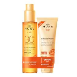 Nuxe Sun Sonnenöl für Gesicht und Körper, LSF30, 150 ml + Frische Milch nach der Sonne, Gesicht und Körper, 100 ml von Nuxe