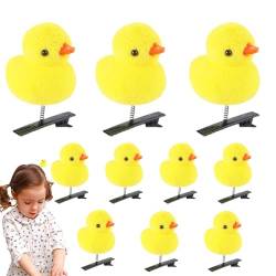 Kleine gelbe Enten-Haarnadel – 10-teiliges Cartoon-Enten-Plüsch-Haarnadel-Set | Weiche gelbe Enten-Haarnadeln, lustige Tier-Haarspangen, Cartoon-Ente, Plüsch, lustige Tier-Haarspangen für Kinder und F von Nuyhadds